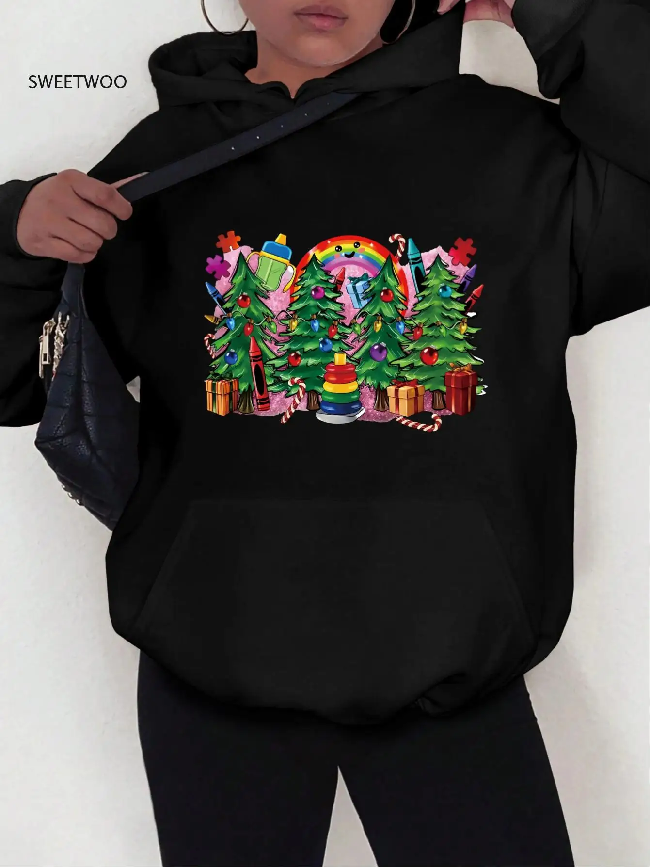 Women's Christmas Gift Printed Hooded Sweatshirt - Cozy Long Sleeve with Front Pocket,festive Tree & Ornament Design
Women's Christmas Gift Printed Hooded Sweatshirt - Cozy Long Sleeve with Front Pocket,festive Tree & Ornament Design
