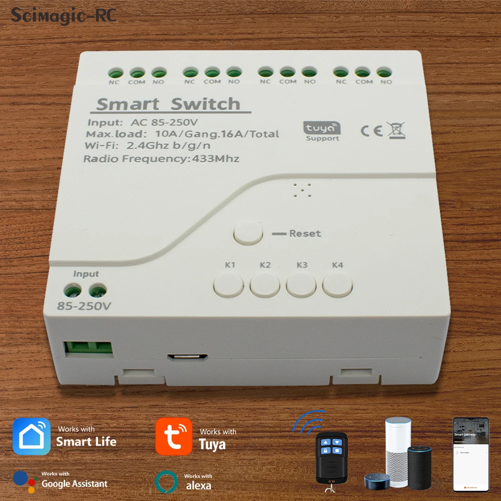 Tuya WIFI 4 Channel Switch Relay 12V 24V 220V 230V Module Dry Contact NO NC COM Inching Timer for Light Motor Alexa
Tuya WIFI 4 Channel Switch Relay 12V 24V 220V 230V Module Dry Contact NO NC COM Inching Timer for Light Motor Alexa