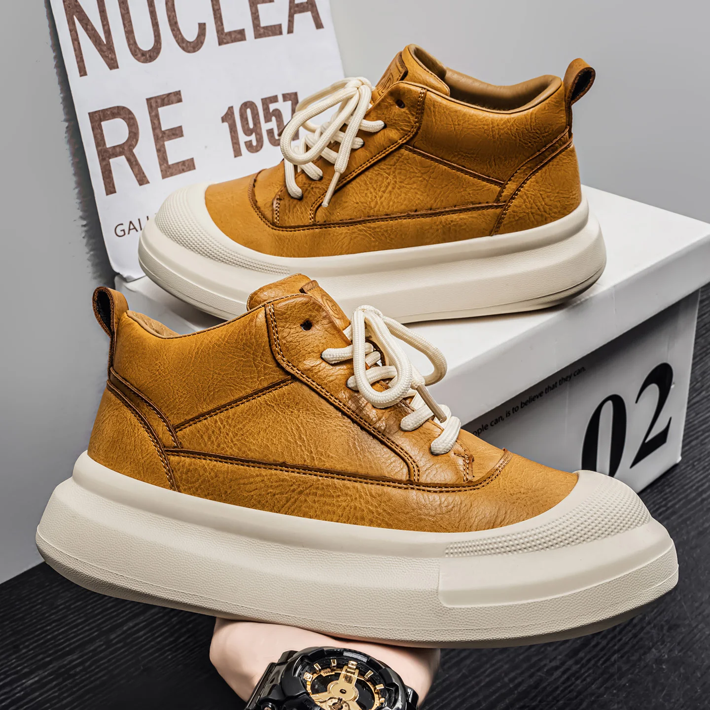 2026 All-Season Men's Mid-Top Platform Skate Shoes, Faux Leather Casual Outdoor Sneakers, Non-Slip Wear-Resistant Thick Sole
2026 All-Season Men's Mid-Top Platform Skate Shoes, Faux Leather Casual Outdoor Sneakers, Non-Slip Wear-Resistant Thick Sole