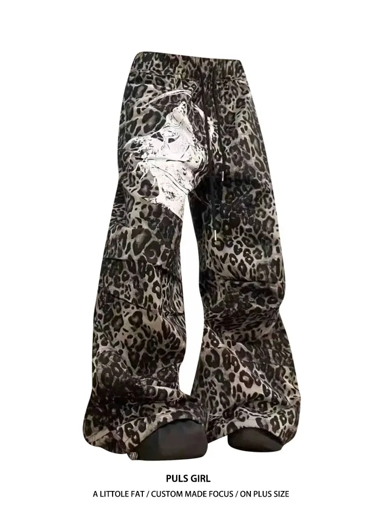 plus Size American Street Style Unique Print Leopard Denim Pants Women Autumn Winter New Folded Cuff Wide Leg Long Trousers
plus Size American Street Style Unique Print Leopard Denim Pants Women Autumn Winter New Folded Cuff Wide Leg Long Trousers