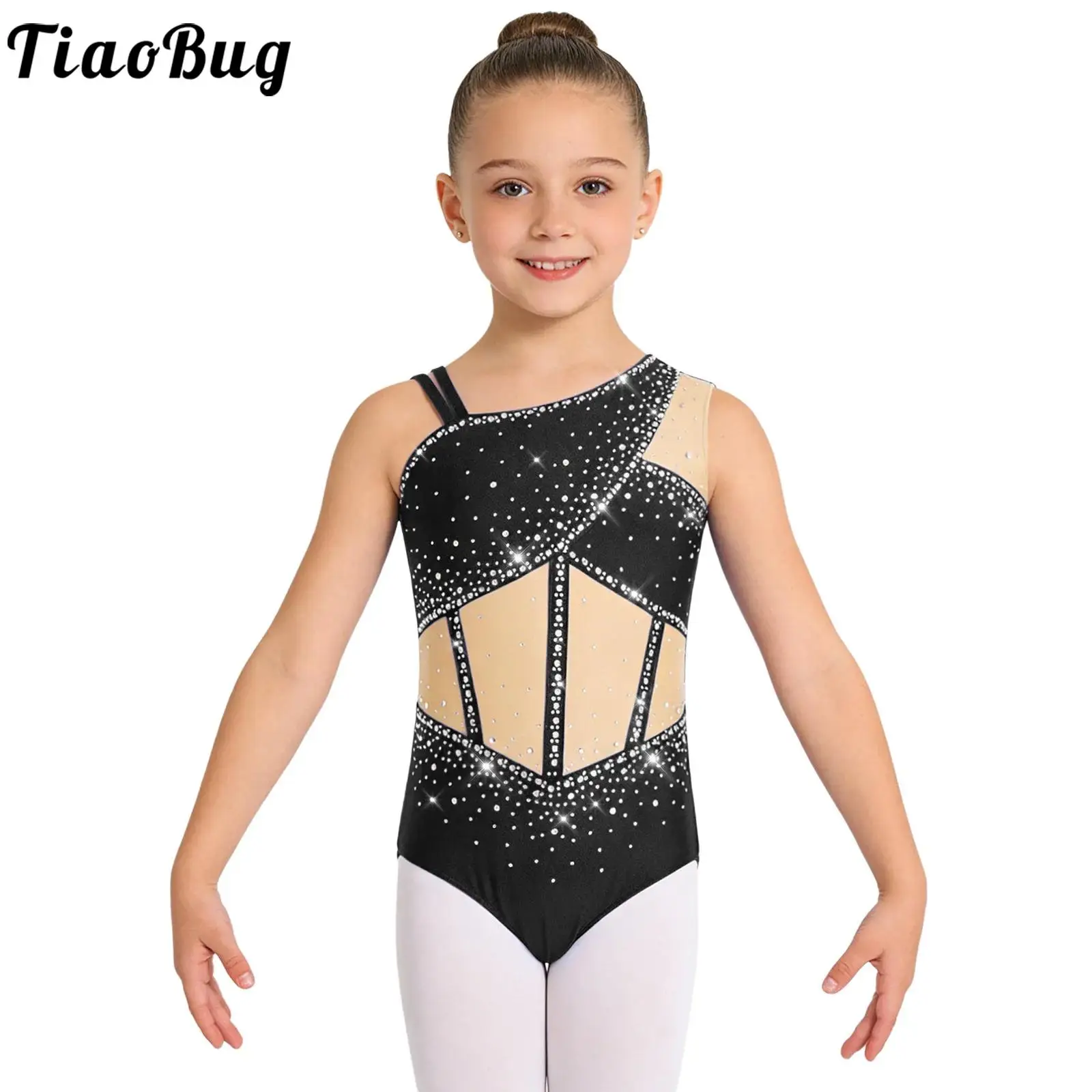 Kids Girls Rhinestones Dance Leotards Figure Skating Ballet Costume Sleeveless Asymmetrical Bodysuit for Gymnastics Performance
Kids Girls Rhinestones Dance Leotards Figure Skating Ballet Costume Sleeveless Asymmetrical Bodysuit for Gymnastics Performance