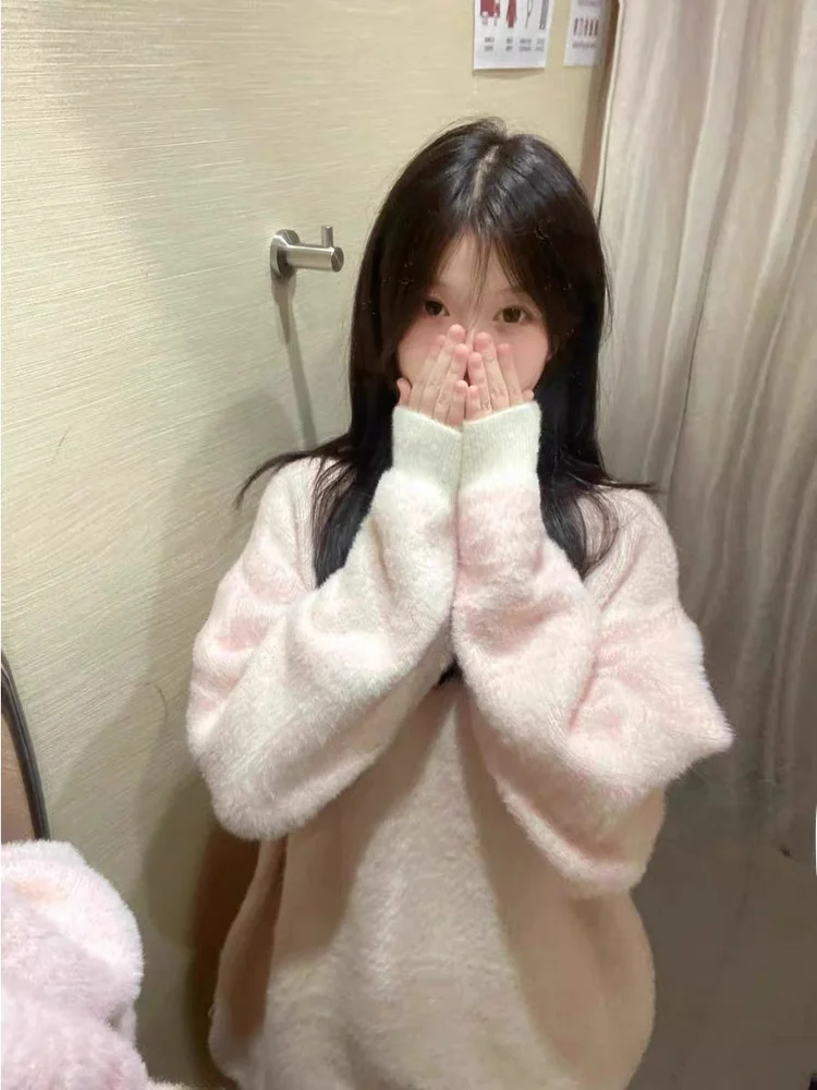 Pink Soft Mohair Sweater Women Spring New Knitted Loose Long Sleeve round Neck Lazy Style Top Comfortable Korean Style Commute
Pink Soft Mohair Sweater Women Spring New Knitted Loose Long Sleeve round Neck Lazy Style Top Comfortable Korean Style Commute