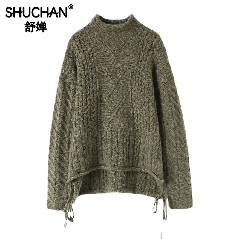 Asymmetric Sweater Women Pure Cashmere High Quality Winter Thick Warm Half High Collar LOOSE England Style Pullover
Asymmetric Sweater Women Pure Cashmere High Quality Winter Thick Warm Half High Collar LOOSE England Style Pullover