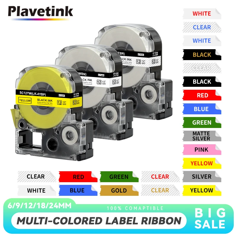 PLAVETINK Compatible Label Tape for Epson SS12KW SS9KW SS18KW SS24KW - 6/9/12/18/24mm Ribbon Compatible For EPSON LW-300 LW-400
PLAVETINK Compatible Label Tape for Epson SS12KW SS9KW SS18KW SS24KW - 6/9/12/18/24mm Ribbon Compatible For EPSON LW-300 LW-400