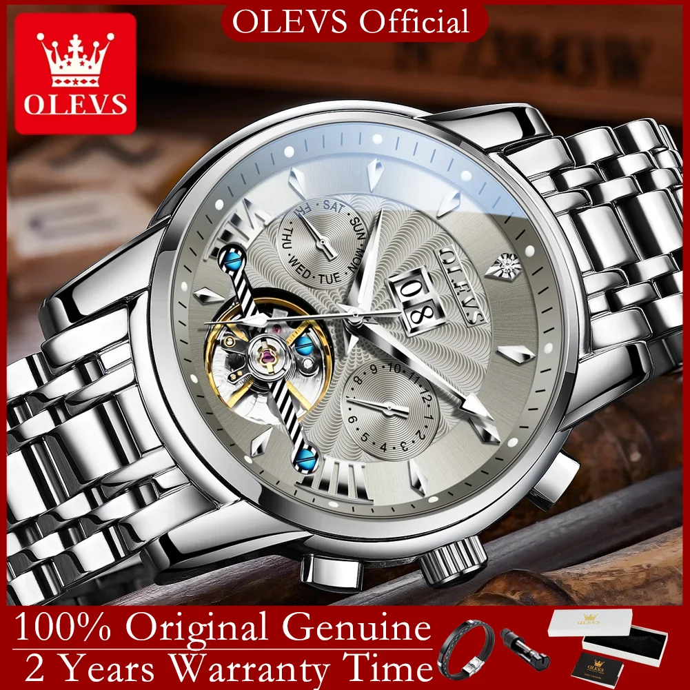 OLEVS 9965 Automatic Watch Man Luxury Original Skeleton Flywheel Men's Mechanical Watches Calendar Waterproof Luminous Man Watch
OLEVS 9965 Automatic Watch Man Luxury Original Skeleton Flywheel Men's Mechanical Watches Calendar Waterproof Luminous Man Watch