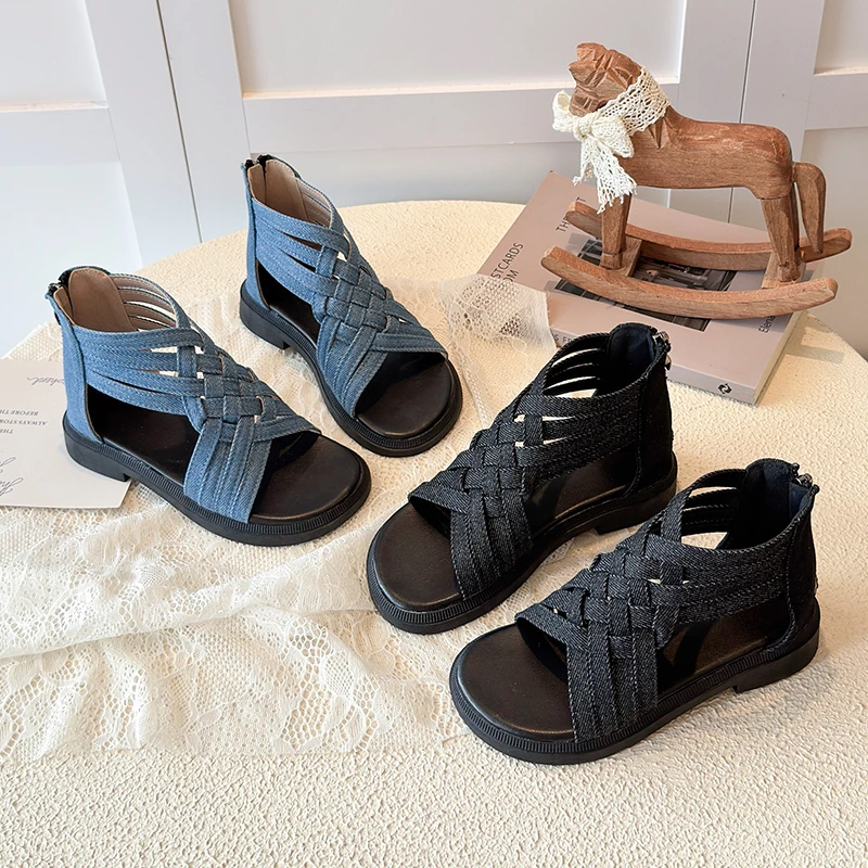 Kids Weave Gladiator Sandals Girls High Top Hollow Out Back Zipper Flats Sandals Non Slip Soft Sole Children Summer Casual Shoes
Kids Weave Gladiator Sandals Girls High Top Hollow Out Back Zipper Flats Sandals Non Slip Soft Sole Children Summer Casual Shoes