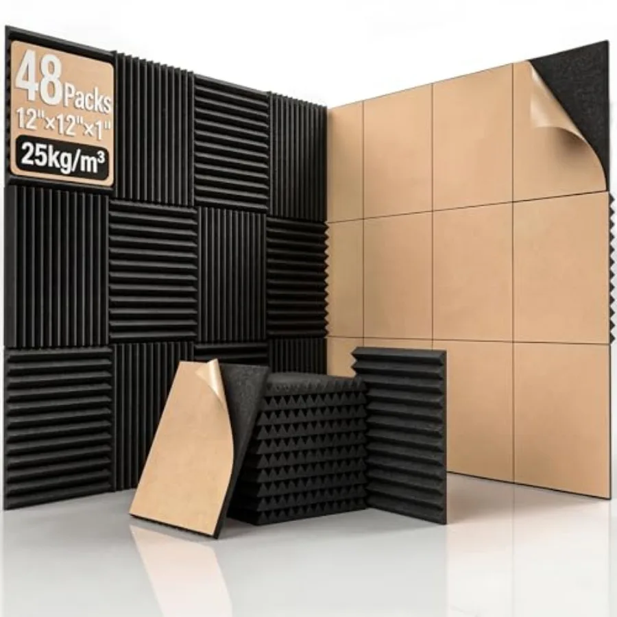 48 Pack Self-Adhesive Acoustic Foam Panels, 12" x 12" x 1" Sound Proofing Padding for Wall, High Density Sound Absorbing Panels
48 Pack Self-Adhesive Acoustic Foam Panels, 12" x 12" x 1" Sound Proofing Padding for Wall, High Density Sound Absorbing Panels