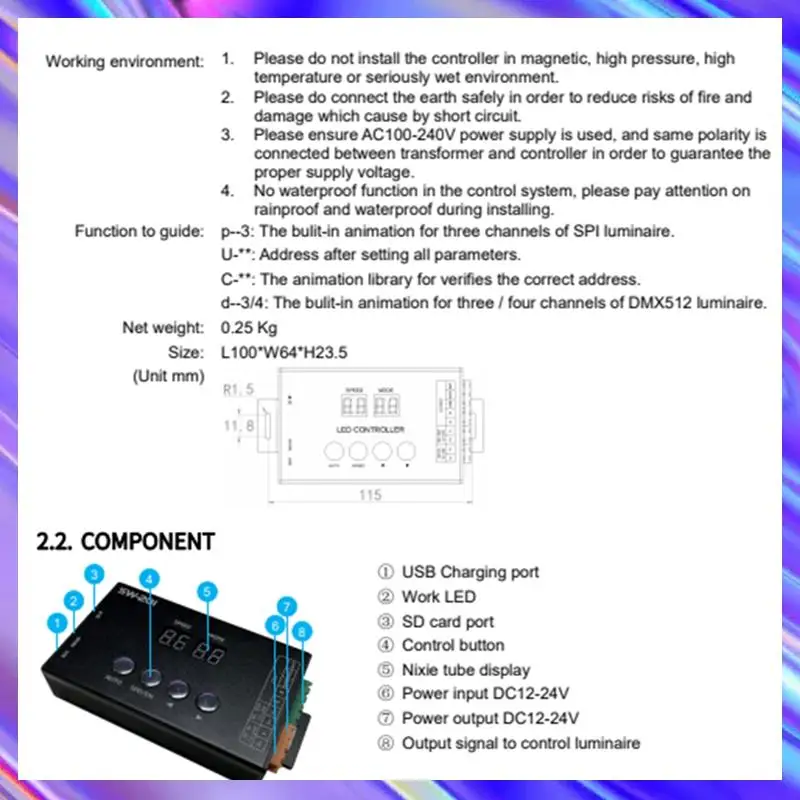 A24U SW201 DMX512 Address Code Writer M512/SM16512/ UCS512/GS8512 Etc Address Writer For DMX512 Code Writers
A24U SW201 DMX512 Address Code Writer M512/SM16512/ UCS512/GS8512 Etc Address Writer For DMX512 Code Writers