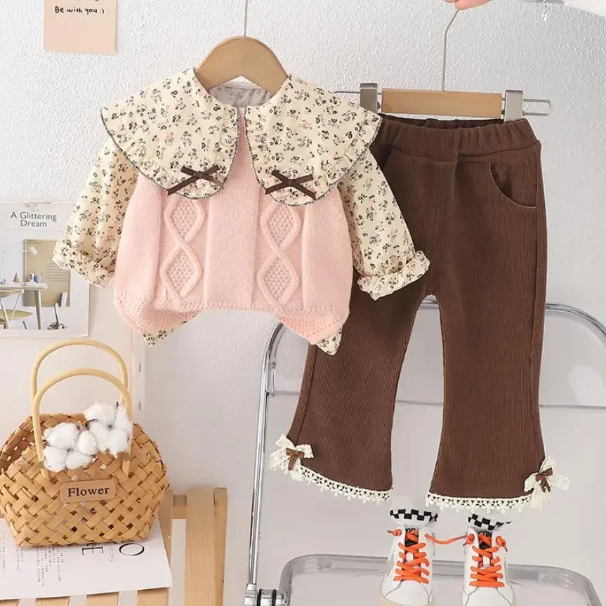 Boutique Girls Outfits Sets Korean Style Sweet Knitted Vests Floral Shirts Pants 3Pcs Kids Tracksuits Toddler Baby Girl Clothes
Boutique Girls Outfits Sets Korean Style Sweet Knitted Vests Floral Shirts Pants 3Pcs Kids Tracksuits Toddler Baby Girl Clothes