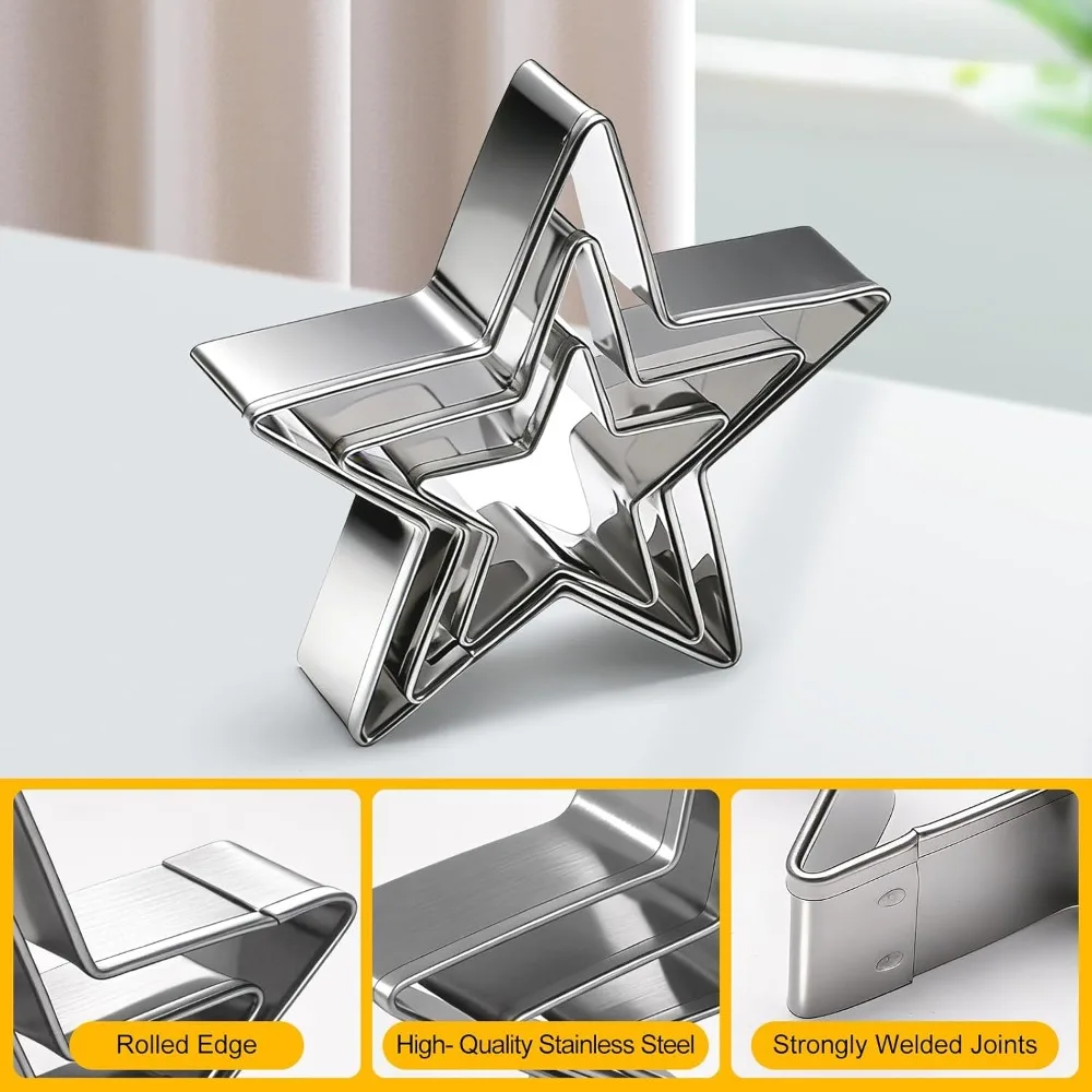 12 Pieces Stainless Steel Cookie Cutters Set Heart Flower Round Star Shapes Metal Biscuit Pastry Dough Cutter Baking Tools Kitchen Essentials
12 Pieces Stainless Steel Cookie Cutters Set Heart Flower Round Star Shapes Metal Biscuit Pastry Dough Cutter Baking Tools Kitchen Essentials