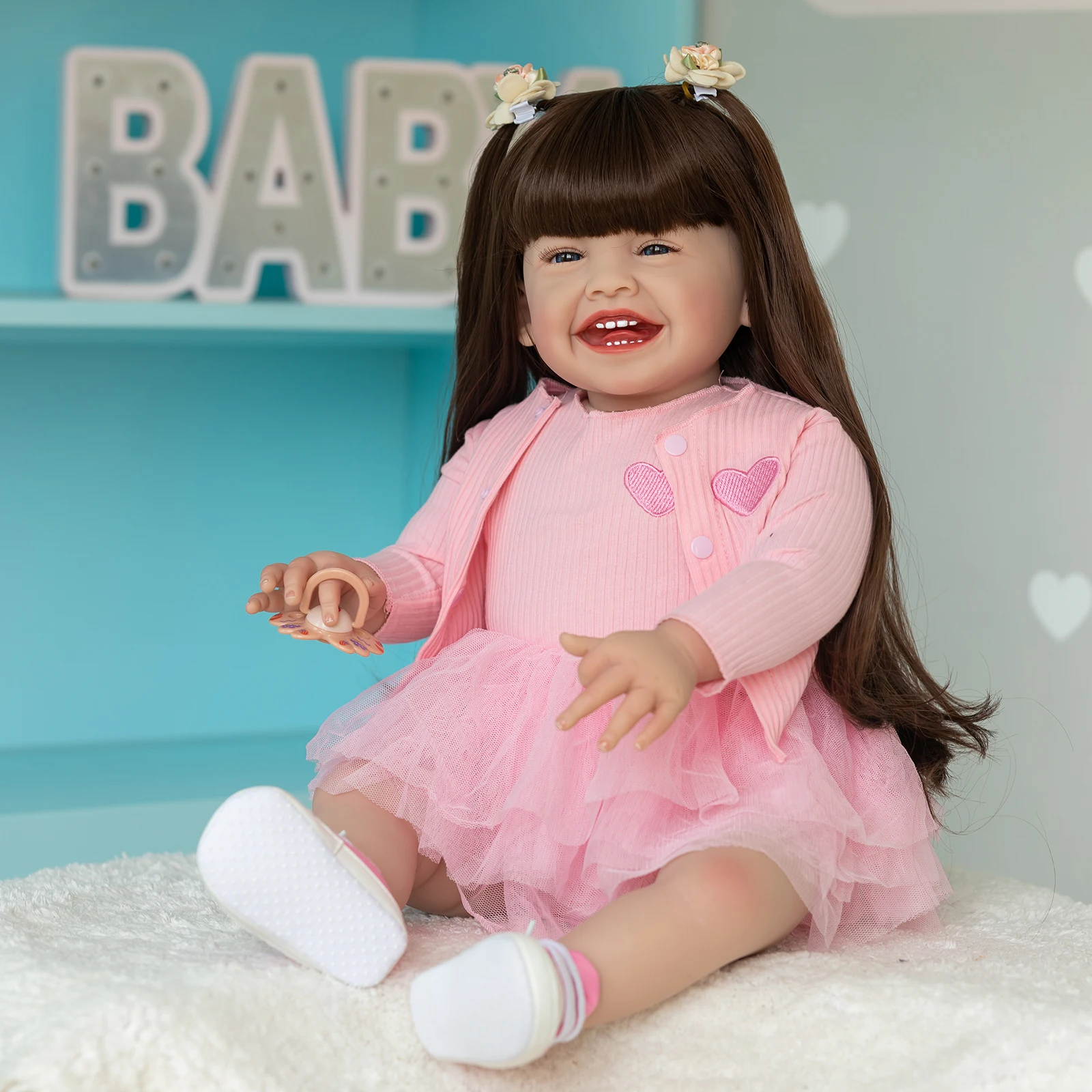 NPK 60CM Big Size Mila Reborn Toddler Girl Soft Cloth Body Smile Happy Baby Doll Cuddly Doll Gifts for Girls
NPK 60CM Big Size Mila Reborn Toddler Girl Soft Cloth Body Smile Happy Baby Doll Cuddly Doll Gifts for Girls