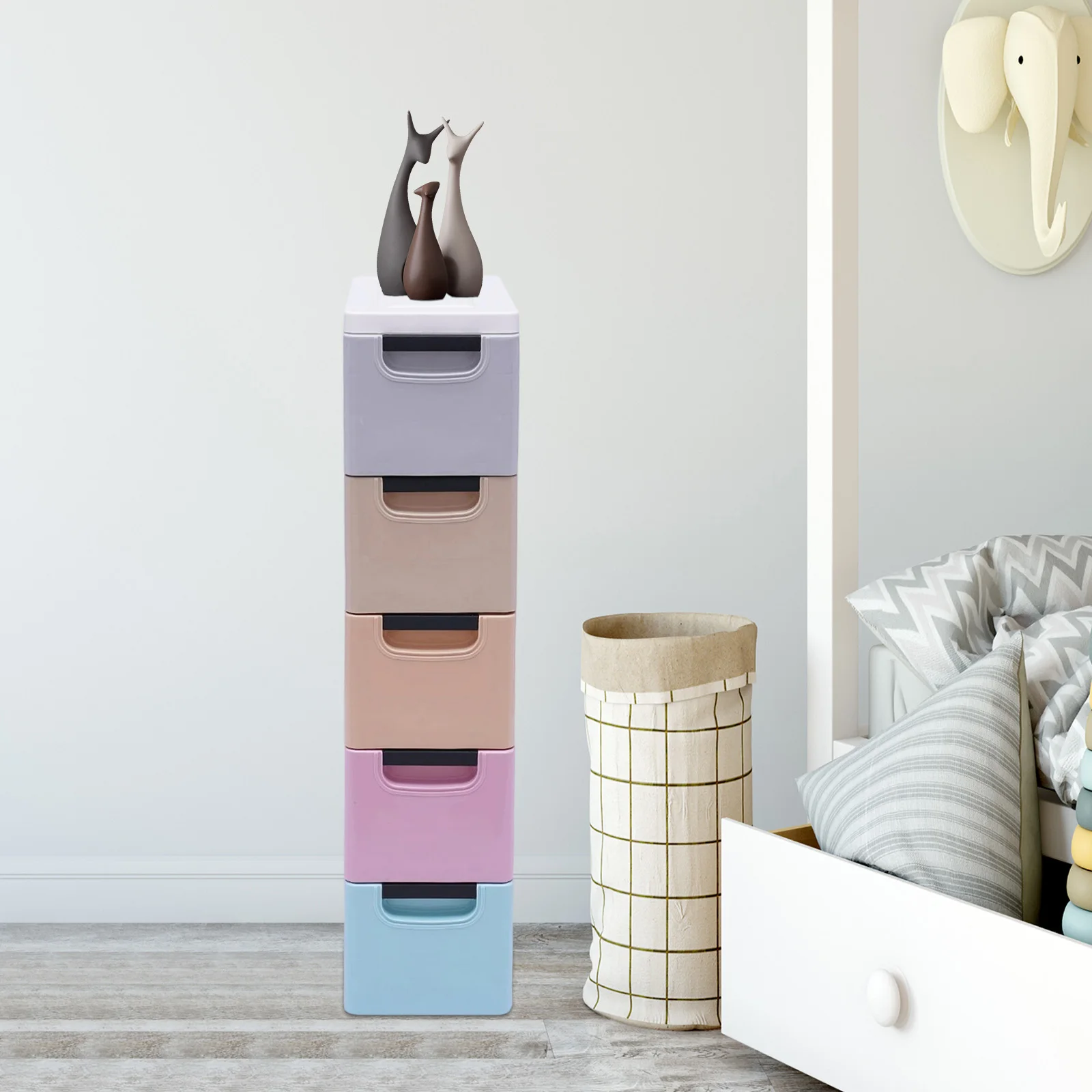 5-Drawer Storage Cabinet (7.8715.7533.07in) - Light Elegant Mixed Colors, 4 Wheels, Sturdy Load-Bearing, Stackable & Easy Clean
5-Drawer Storage Cabinet (7.8715.7533.07in) - Light Elegant Mixed Colors, 4 Wheels, Sturdy Load-Bearing, Stackable & Easy Clean