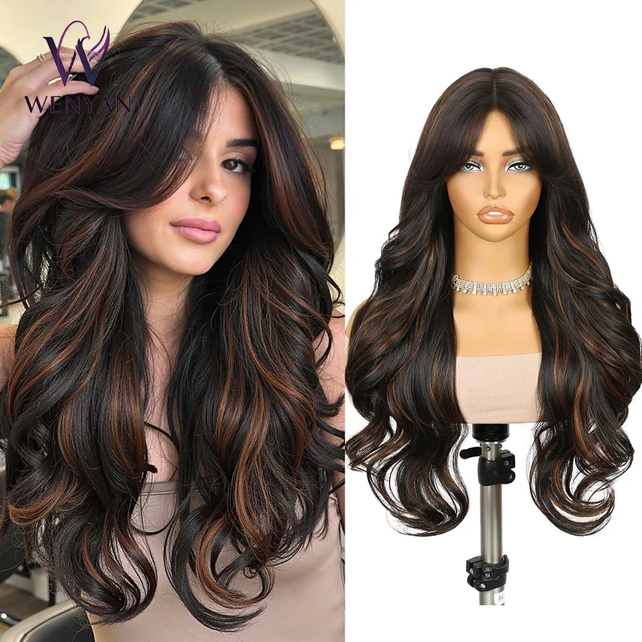 28 Inch Highlight Brown mix black Curly Wig , Wavy Middle Part Natural Hairline Layered Synthetic Wig for Women Daily
28 Inch Highlight Brown mix black Curly Wig , Wavy Middle Part Natural Hairline Layered Synthetic Wig for Women Daily