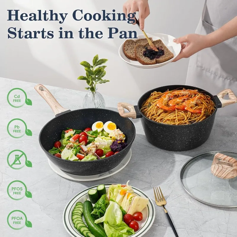 12Pc Pots and Pans Set Non Stick, Cookware Sets Black Granite Induction Cookware, Non-toxic Healthy Nonstick Kitchen Cooking Set
12Pc Pots and Pans Set Non Stick, Cookware Sets Black Granite Induction Cookware, Non-toxic Healthy Nonstick Kitchen Cooking Set