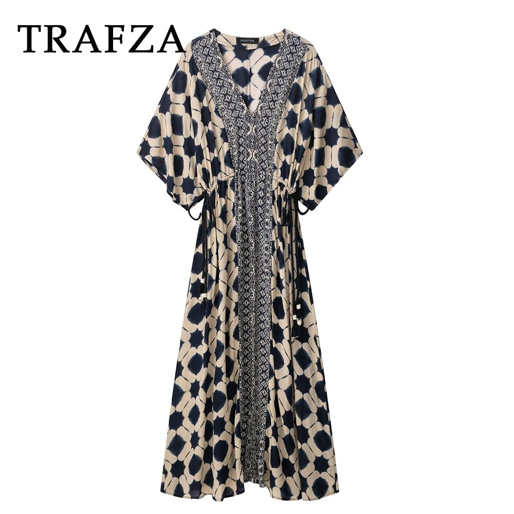 TRAFZA Vintage Casual Patchwork Long Split Woman Dresses Bohemia Waist Hugging Dress Fashion 2025 Summer Holiday Mujer Vestidos
TRAFZA Vintage Casual Patchwork Long Split Woman Dresses Bohemia Waist Hugging Dress Fashion 2025 Summer Holiday Mujer Vestidos
