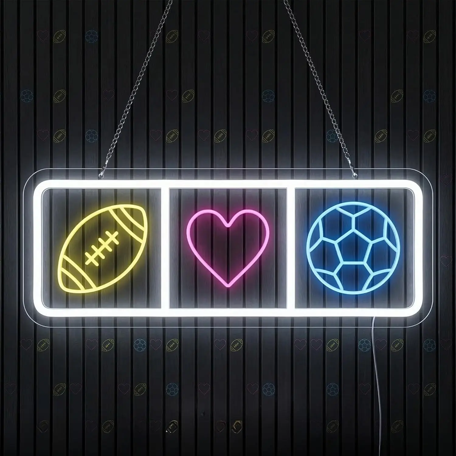 Soccer Football Heart Neon Sign USB Powered LED Neon Light for Game Room Sports Club Bedroom Decortion Gift Art Wall Light
Soccer Football Heart Neon Sign USB Powered LED Neon Light for Game Room Sports Club Bedroom Decortion Gift Art Wall Light