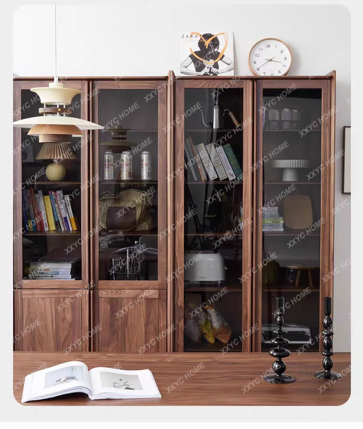 L Black walnut, integrated wall-to-wall floor rack, living room home storage, display cabinet
L Black walnut, integrated wall-to-wall floor rack, living room home storage, display cabinet