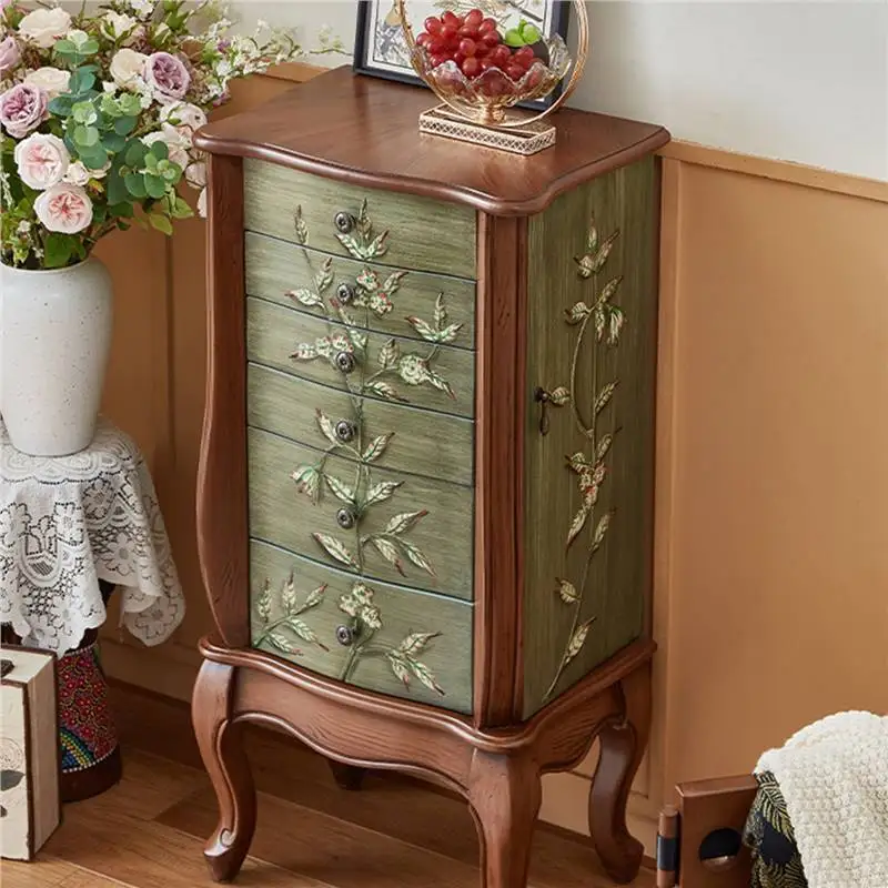 American jewelry cabinet retro solid wood hand-painted jewelry chest cabinet painted bedroom storage cabinet with mirror floor
American jewelry cabinet retro solid wood hand-painted jewelry chest cabinet painted bedroom storage cabinet with mirror floor