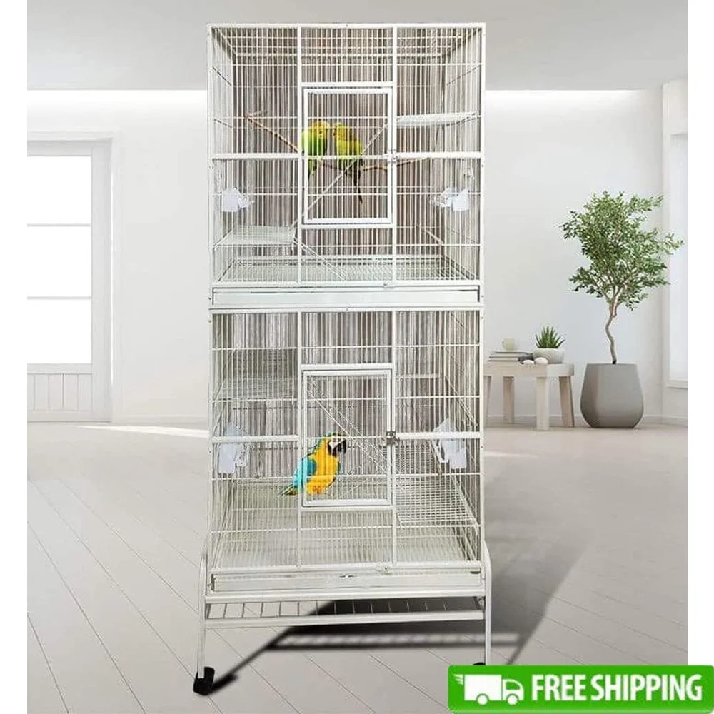 X-Large Double Durable Stackable Bird Parrot Cages Two Separate Levels Easy Clean Pull Out Metal Shelves Feeders Perches
X-Large Double Durable Stackable Bird Parrot Cages Two Separate Levels Easy Clean Pull Out Metal Shelves Feeders Perches
