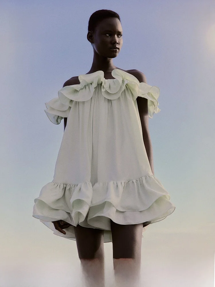 H&M Women's Dress Summer Vacation Style Off-Shoulder A-Line Skirt Casual Pure Color Pleated Short Skirt Doll Collar
H&M Women's Dress Summer Vacation Style Off-Shoulder A-Line Skirt Casual Pure Color Pleated Short Skirt Doll Collar
