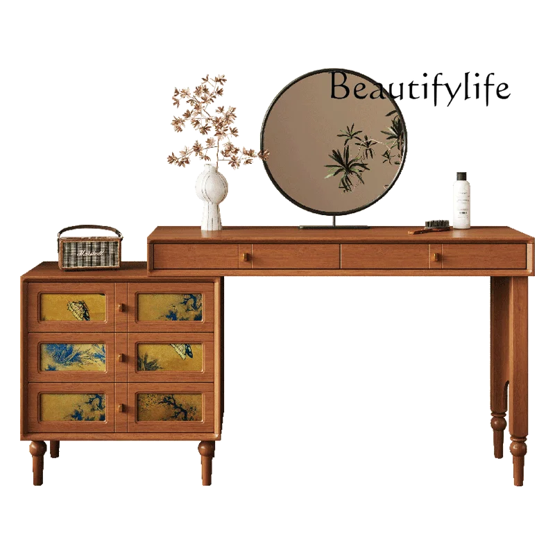Medieval dresser chest integrated retro bedroom corner retractable rotatable makeup table
Medieval dresser chest integrated retro bedroom corner retractable rotatable makeup table