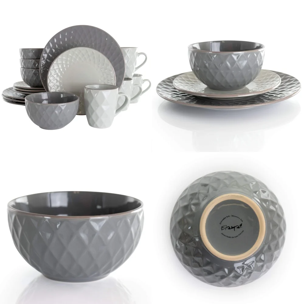 Ceramic Tableware Set16 Piece Round Stoneware Dinnerware Set in Slate and Pearl Elegant Dish Collection for Everyday Use
Ceramic Tableware Set16 Piece Round Stoneware Dinnerware Set in Slate and Pearl Elegant Dish Collection for Everyday Use