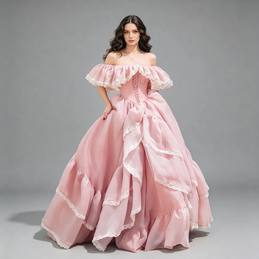 Pink Lace Off Shoulder Photoshoot Dress Adjustable Waist Formal Occasion Gown Bespoke Occasion Dresses for Special Occasions
Pink Lace Off Shoulder Photoshoot Dress Adjustable Waist Formal Occasion Gown Bespoke Occasion Dresses for Special Occasions