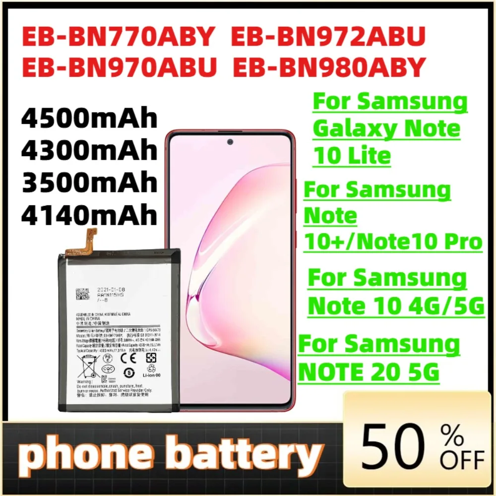 Phone battery EB-BN770ABY EB-BN972ABU For Samsung Galaxy Note 10 Lite puls 8 9 20 Ultra 10X 5G N975F N950 N960F N980F Batteria
Phone battery EB-BN770ABY EB-BN972ABU For Samsung Galaxy Note 10 Lite puls 8 9 20 Ultra 10X 5G N975F N950 N960F N980F Batteria