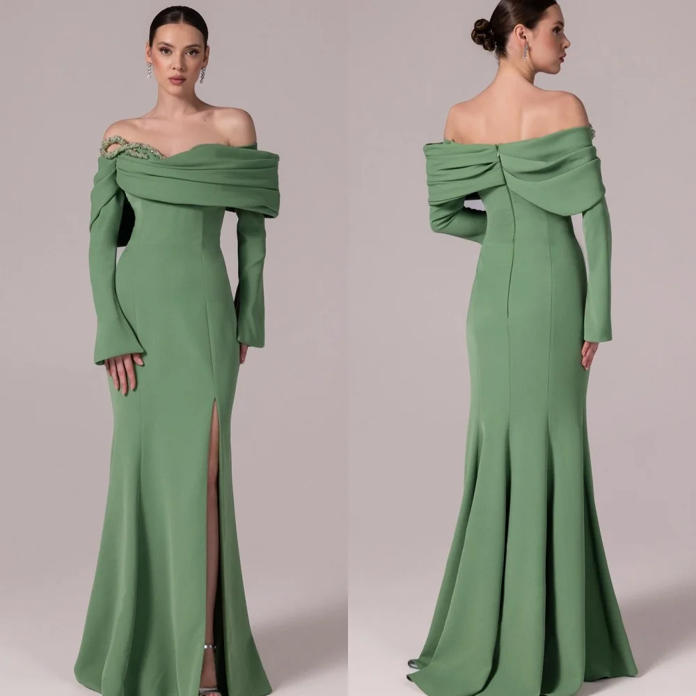 Customized Modern Style Fashion Jersey Rhinestone Pleat Mermaid Off-the-shoulder Long Dresses Bespoke Occasion Dresses Elegant
Customized Modern Style Fashion Jersey Rhinestone Pleat Mermaid Off-the-shoulder Long Dresses Bespoke Occasion Dresses Elegant
