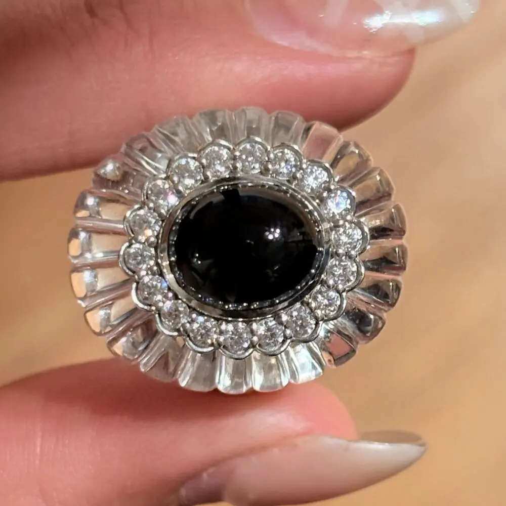 KQDANCE 925 Sterling Silver Carving Natural Black Agate And White Crystal Ring For Women Jewelry Gifts
KQDANCE 925 Sterling Silver Carving Natural Black Agate And White Crystal Ring For Women Jewelry Gifts