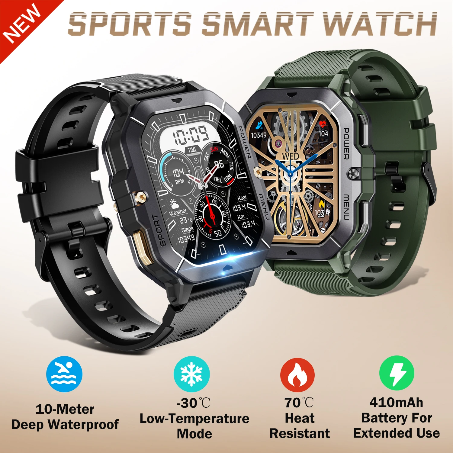Smart Watch Men Bluetooth Call Voice Assistant 410mAh Battery Heart Rate Monitor 1ATM Waterproof Women Outdoor Sports Smartwatch
Smart Watch Men Bluetooth Call Voice Assistant 410mAh Battery Heart Rate Monitor 1ATM Waterproof Women Outdoor Sports Smartwatch
