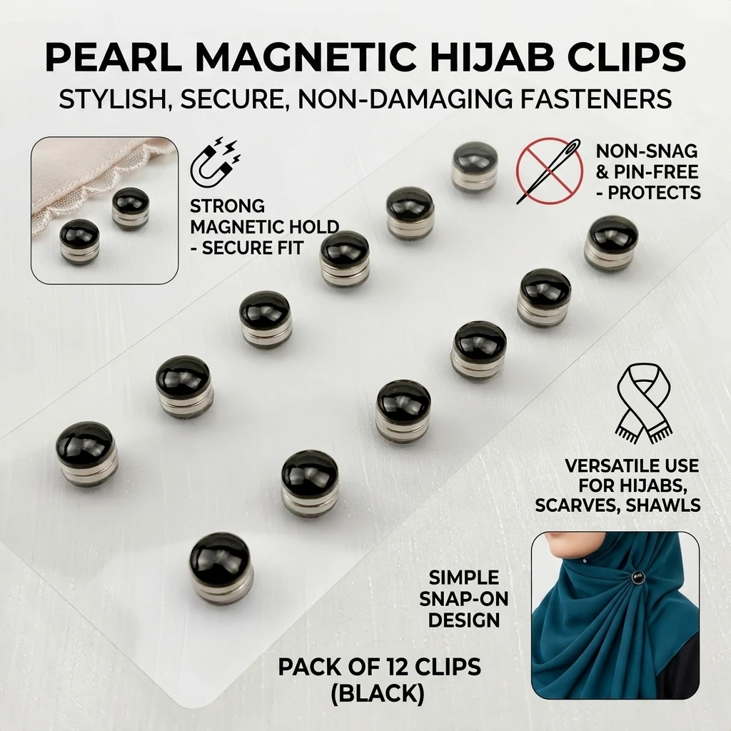 Alloy Pearl Magnetic Scarf Clip Strong Hold No Pin Design For Shawl Stole Headscarf Hijab Smooth Comfort Wear
Alloy Pearl Magnetic Scarf Clip Strong Hold No Pin Design For Shawl Stole Headscarf Hijab Smooth Comfort Wear