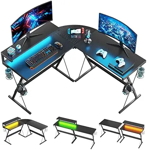 LED Gaming Desk 55" L Shaped Computer Corner Desk with 2 Cup Holders 2 Headset Hooks 36" Large Monitor Home Office Desk
LED Gaming Desk 55" L Shaped Computer Corner Desk with 2 Cup Holders 2 Headset Hooks 36" Large Monitor Home Office Desk