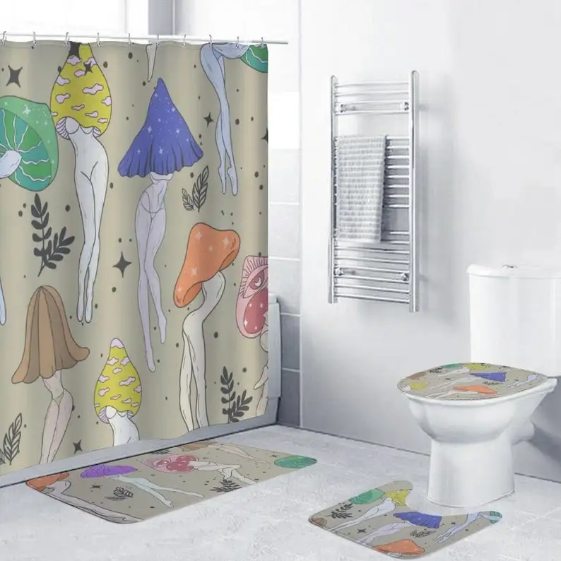 Набор из 4 предметов для ванной комнаты Creative Mushroom, набор занавесок для душа с ручной росписью, напольный коврик + коврик для унитаза + U-коврик, украшение для ванной комнаты
Набор из 4 предметов для ванной комнаты Creative Mushroom, набор занавесок для душа с ручной росписью, напольный коврик + коврик для унитаза + U-коврик, украшение для ванной комнаты