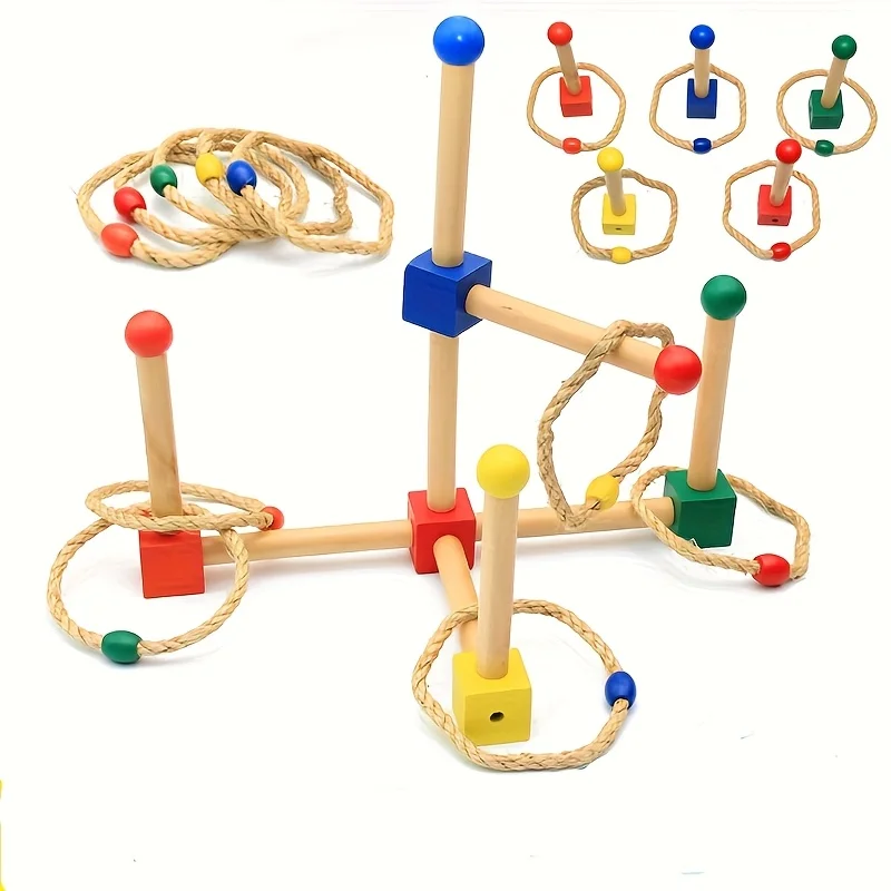 Wooden hand-eye coordination ring throwing game, ring throwing indoor game
Wooden hand-eye coordination ring throwing game, ring throwing indoor game