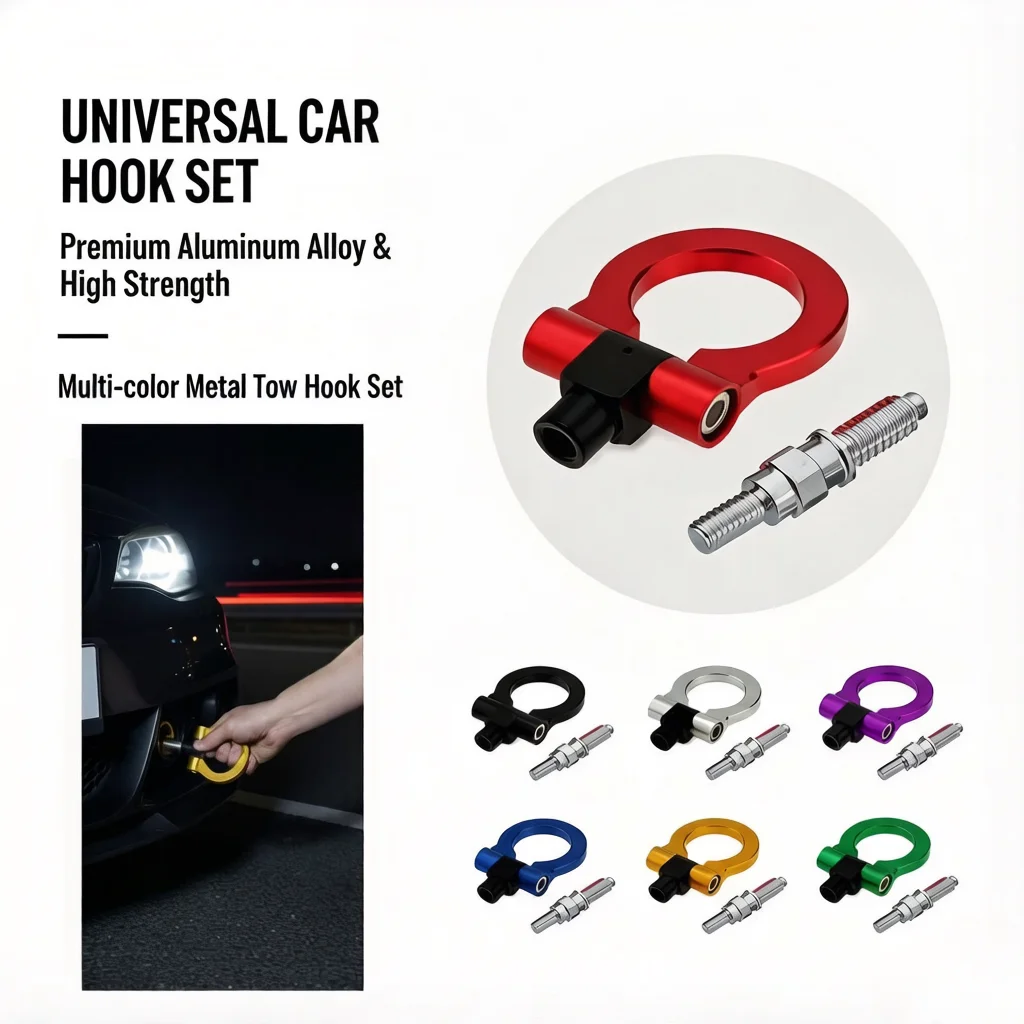 Universal Racing Trailer Hook for Cars – High Density Pure Aluminum & Tough Alloy – Front/Rear Tow Hook Fit Most Vehicles
Universal Racing Trailer Hook for Cars – High Density Pure Aluminum & Tough Alloy – Front/Rear Tow Hook Fit Most Vehicles