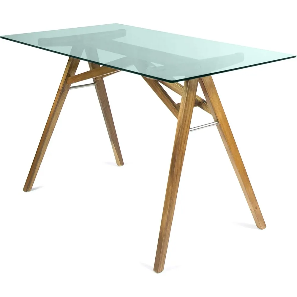 Mid-Century Tempered Glass Desk with Acacia Wood Frame, Dusk Grey / Natural Stained
Mid-Century Tempered Glass Desk with Acacia Wood Frame, Dusk Grey / Natural Stained