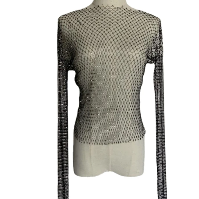 Sexy Women Bling Bling Gemstones T Shirts women Shiny Rhinestones T-shirts Sexy Mesh Tops for Women
Sexy Women Bling Bling Gemstones T Shirts women Shiny Rhinestones T-shirts Sexy Mesh Tops for Women
