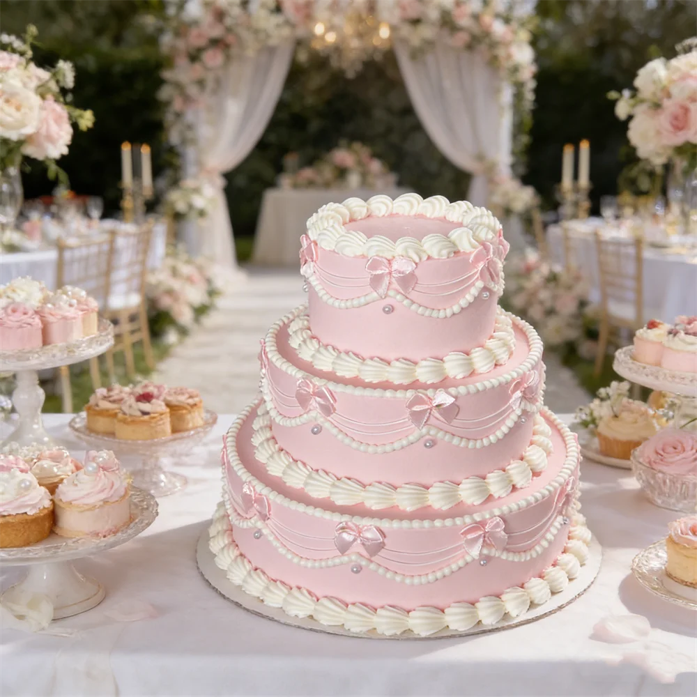 Pink Wedding Cake Model Lifelike Artificial Frosting White Piped Swirls Bows Decorative Prop Food Display Wedding Photography
Pink Wedding Cake Model Lifelike Artificial Frosting White Piped Swirls Bows Decorative Prop Food Display Wedding Photography