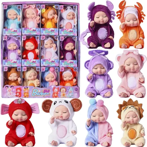 12Pcs/Set Sleeping Reborn Baby Doll Kit Toys Mini Constellations Baby Cute Adorable Dolls Playset Birthdays Gifts For Kids