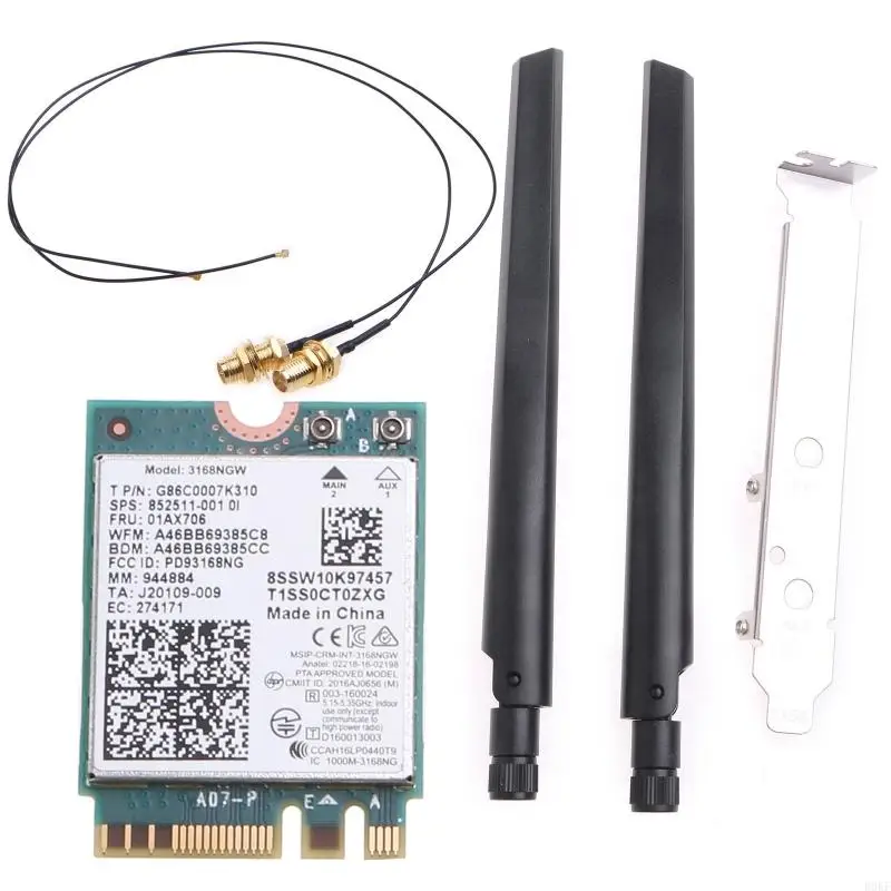 Dual Band 600Mbps Wireless Network Wi-fi Card Wifi Receiver for Intel 3168 AC 3168NGW NGFF for M.2 802.11ac for Bluetoot
Dual Band 600Mbps Wireless Network Wi-fi Card Wifi Receiver for Intel 3168 AC 3168NGW NGFF for M.2 802.11ac for Bluetoot