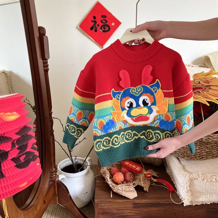 Children's Winter Sweater 2024 New Year Jacquard Top Baby Boys Girls Embroidered Dragon Personalized Knitted Shirt Top Clothing
Children's Winter Sweater 2024 New Year Jacquard Top Baby Boys Girls Embroidered Dragon Personalized Knitted Shirt Top Clothing