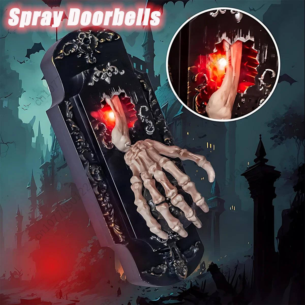 1PC Halloween Spooky Doorbell Sensor Spray Door Lock Luminous Audible Touch Sound Induction Venue Layout Haunted House
1PC Halloween Spooky Doorbell Sensor Spray Door Lock Luminous Audible Touch Sound Induction Venue Layout Haunted House