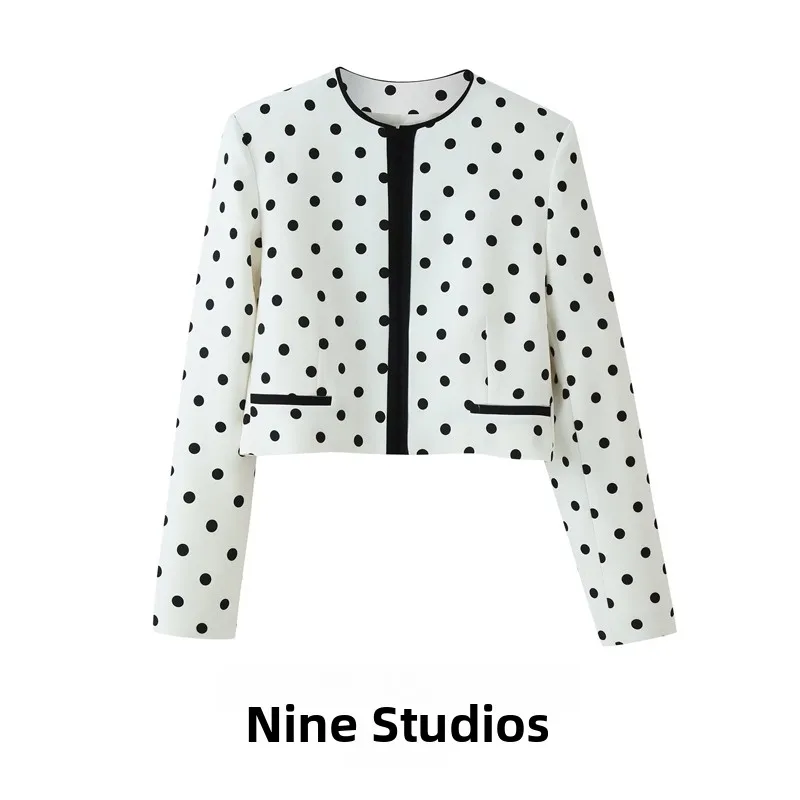 NINE ZAR Women's Polka Dot Print round Neck Short Suit Jacket Casual Style Long Sleeve Slim Fit Polyester Fabric 2798238
NINE ZAR Women's Polka Dot Print round Neck Short Suit Jacket Casual Style Long Sleeve Slim Fit Polyester Fabric 2798238