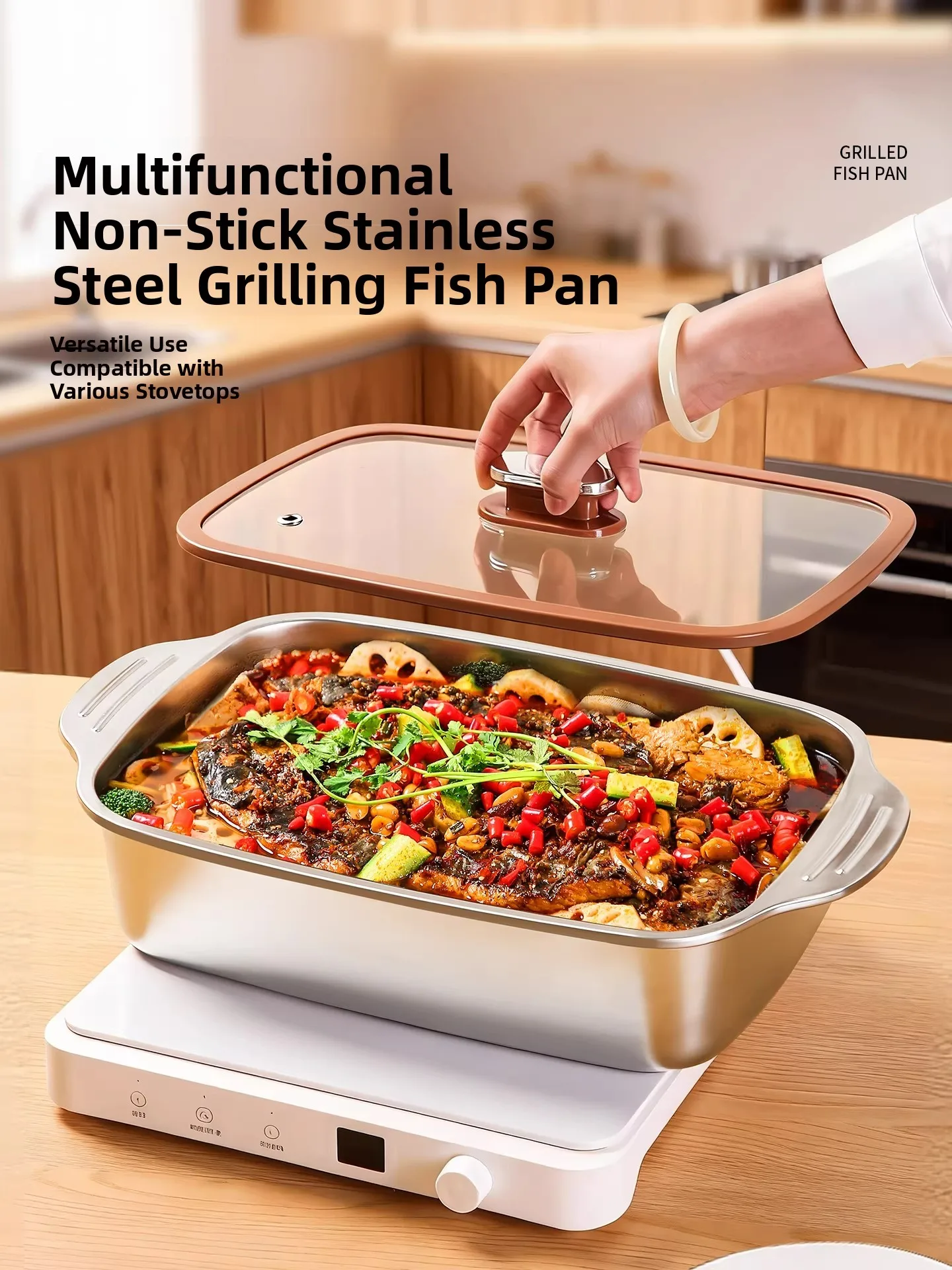 Thickened Stainless Steel Fish Roasting Pot Large Capacity Double Ear Multi-purpose Tray Serving Dish Tray BBQ Tray Bowl Rack
Thickened Stainless Steel Fish Roasting Pot Large Capacity Double Ear Multi-purpose Tray Serving Dish Tray BBQ Tray Bowl Rack