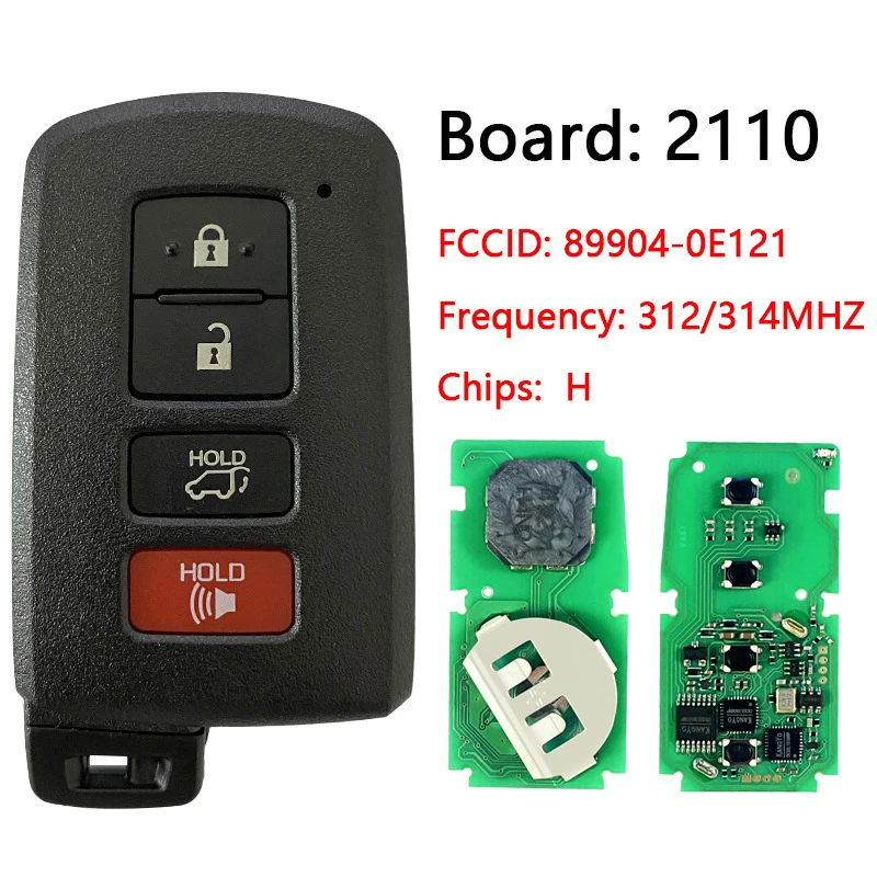CN007157 Aftermarket 3 + 1 кнопки умный дистанционный ключ FCC 89904-0E121 H чип 312/314 МГц без ключа Go для Toyota Highlander 2014-2019
CN007157 Aftermarket 3 + 1 кнопки умный дистанционный ключ FCC 89904-0E121 H чип 312/314 МГц без ключа Go для Toyota Highlander 2014-2019