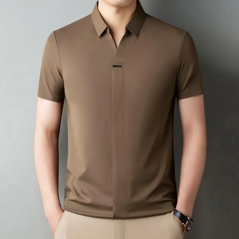 Summer 2024 Short Sleeve T-Shirt Ice Silk Lightweight Casual Pure Color Mid-Year Flip-Collar Men's Fashion Standard Fit
Summer 2024 Short Sleeve T-Shirt Ice Silk Lightweight Casual Pure Color Mid-Year Flip-Collar Men's Fashion Standard Fit