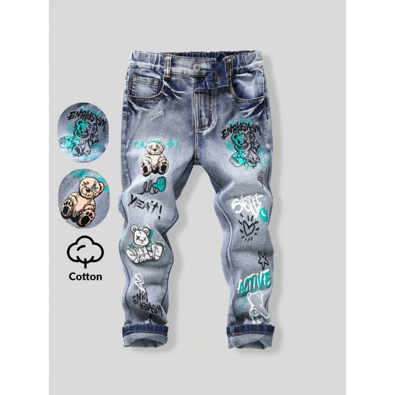 Bear Print Skinny Jeans Small Bear Patterned Slim Fit Denim Jeans Unisex Non-Shrinking Spring Season Fashion Casual Trousers
Bear Print Skinny Jeans Small Bear Patterned Slim Fit Denim Jeans Unisex Non-Shrinking Spring Season Fashion Casual Trousers