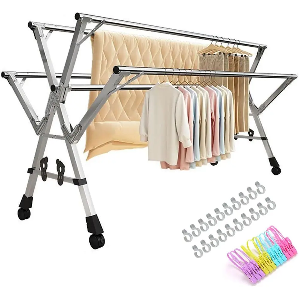 Складная вешалка для белья из нержавеющей стали, выдвижная вешалка, складной органайзер для одежды, сверхпрочный, экономит место в помещении и на открытом воздухе
Складная вешалка для белья из нержавеющей стали, выдвижная вешалка, складной органайзер для одежды, сверхпрочный, экономит место в помещении и на открытом воздухе
