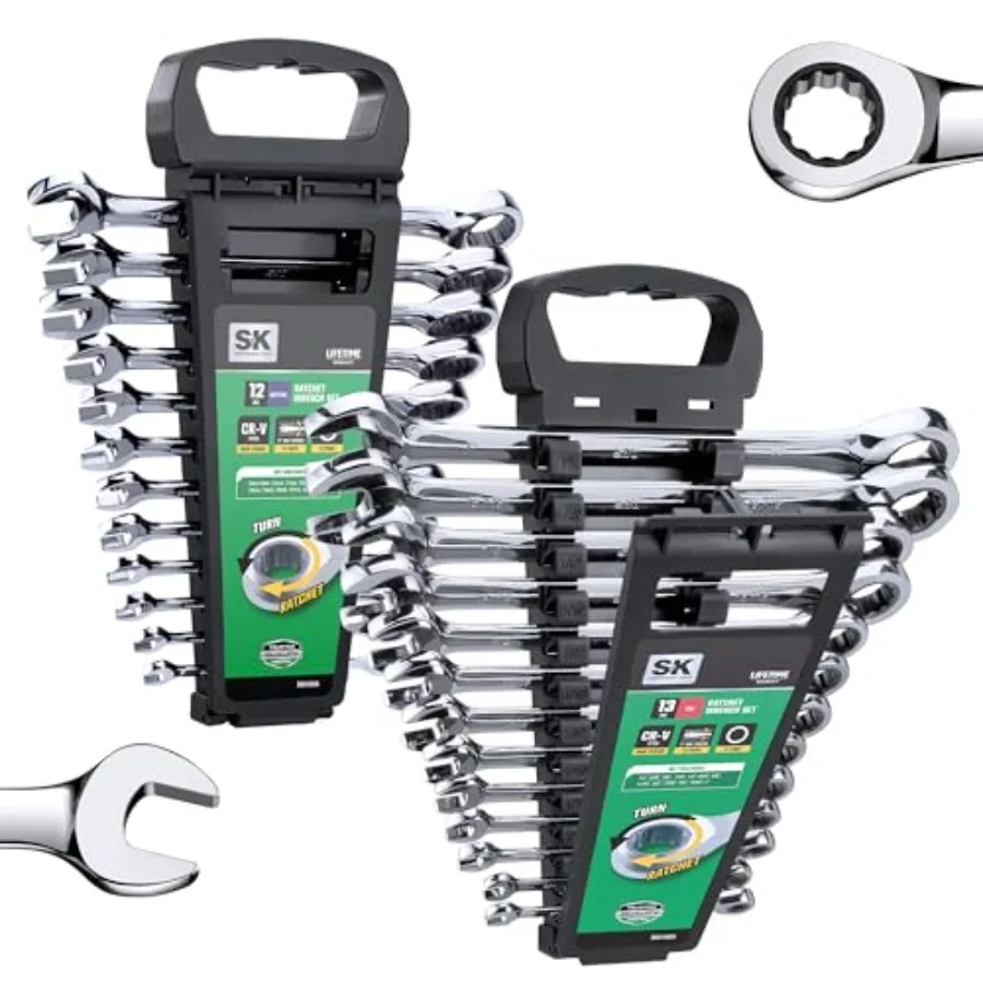 Ratcheting Wrench Set, Combination Wrench Set, 25-Piece, 1/4" to 1", Metric 8 to 19mm, 72-Tooth, Premium CR-V Construction, wit
Ratcheting Wrench Set, Combination Wrench Set, 25-Piece, 1/4" to 1", Metric 8 to 19mm, 72-Tooth, Premium CR-V Construction, wit